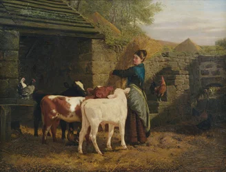 Peasant Woman with Three Calves